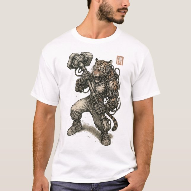 Camiseta Cyberpunk Tiger Samurai (Frente)