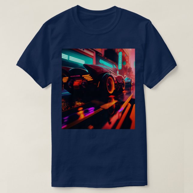 Camiseta Cyberpunk Ulun City Automobile Futurística AI Ge (Frente do Design)