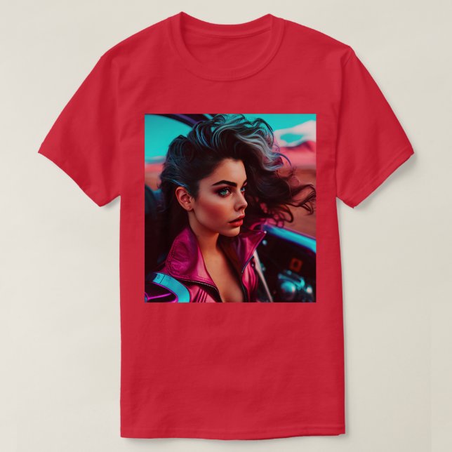 Camiseta Cyberpunk Ulun Mulher Futurística AI Genera (Frente do Design)