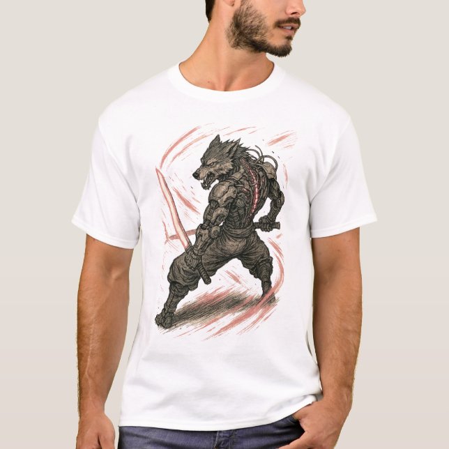 Camiseta Cyberpunk Wolf (Blade Master) (Frente)