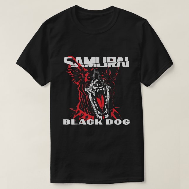 Camiseta cyberpunks Black dog samurais (Frente do Design)