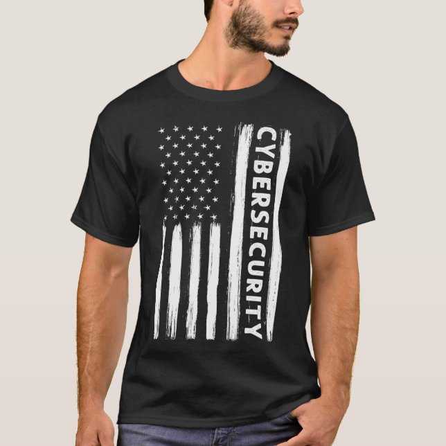 Camiseta Cybersecurity American Flag Red Blue Team (Frente)