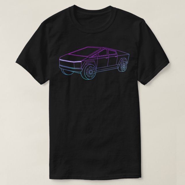 Camiseta CyberTrucks Line Art Futurist Truck Cyber Design (Frente do Design)