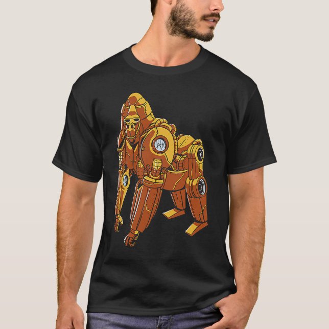 Camiseta Cyborg gorilla monkey stempunk robotic (Frente)