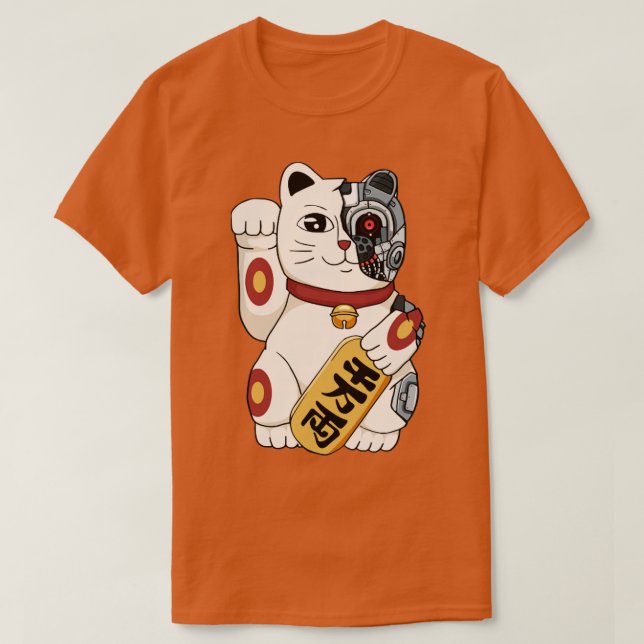 Camiseta Cyborg Maneki Neko Cat Cyber Aestética (Frente do Design)