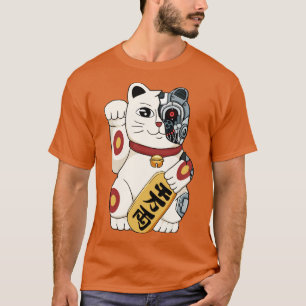 Camiseta Cyborg Maneki Neko Cat Cyber Aestética