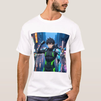 Camiseta Cyborg Menino Anime Futurista na Cidade Neon - Fic