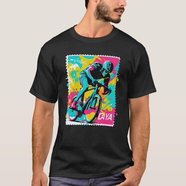 Camiseta Cycling racing bike rider stamp cool cyclist (Frente)