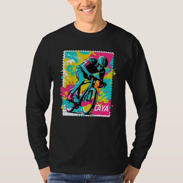 Camiseta Cycling racing bike rider stamp cool cyclist (Frente)