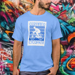 Camiseta Cycopath para Cyclists Blue<br><div class="desc">Ciclista,  motociclista,  triatleta,  ou motociclista de fim de semana,  esta camiseta cicopath acentuada com tons de azul é um presente perfeito para os homens em sua vida,  para dia de os pais,  Natal ou seu aniversário. Mais designs na nossa coleção.</div>