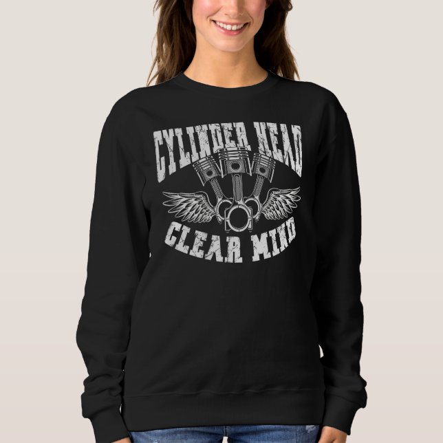 Camiseta Cylinder Head Clear Mind Backprint Car Machanic (Frente)