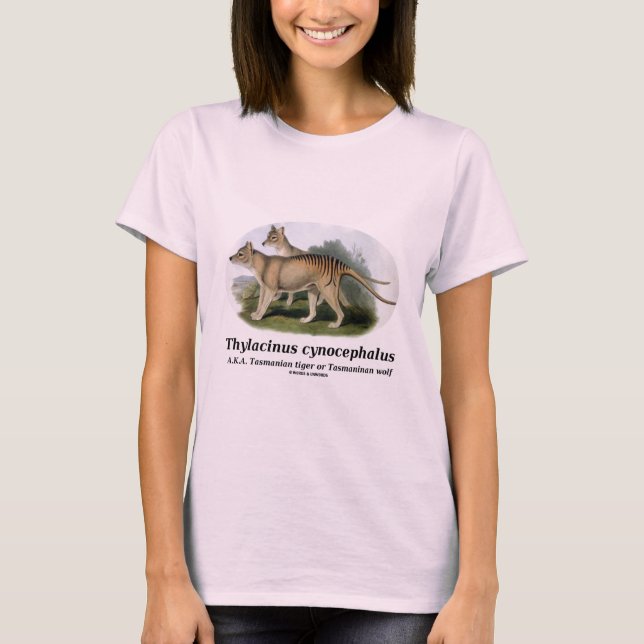 Camiseta Cynocephalus do Thylacinus (tigre ou lobo (Frente)