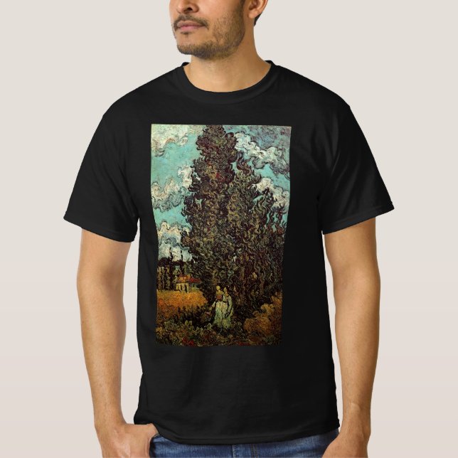 Camiseta Cyprestes e Duas Mulheres por Vincent van Gogh (Frente)