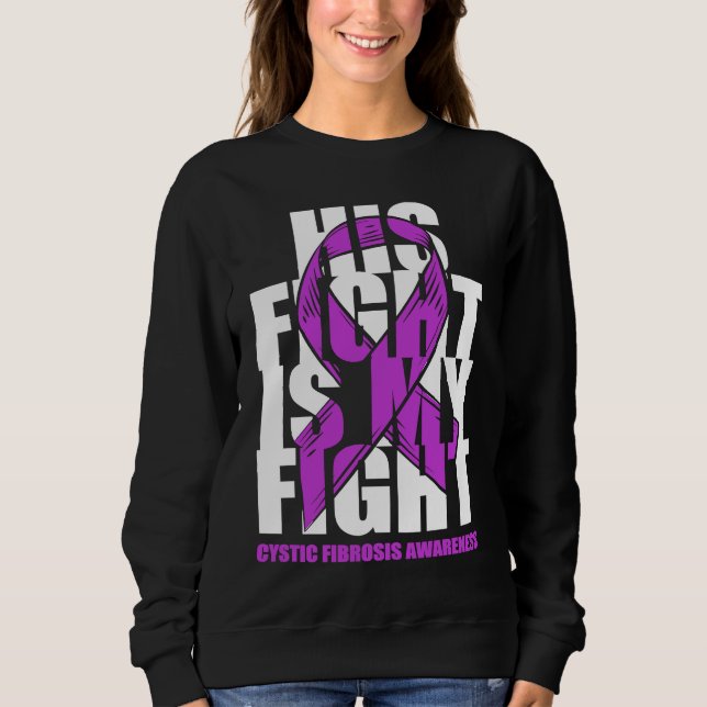 Camiseta Cystic Fibrosis Awareness Month Purple Ribbon His  (Frente)
