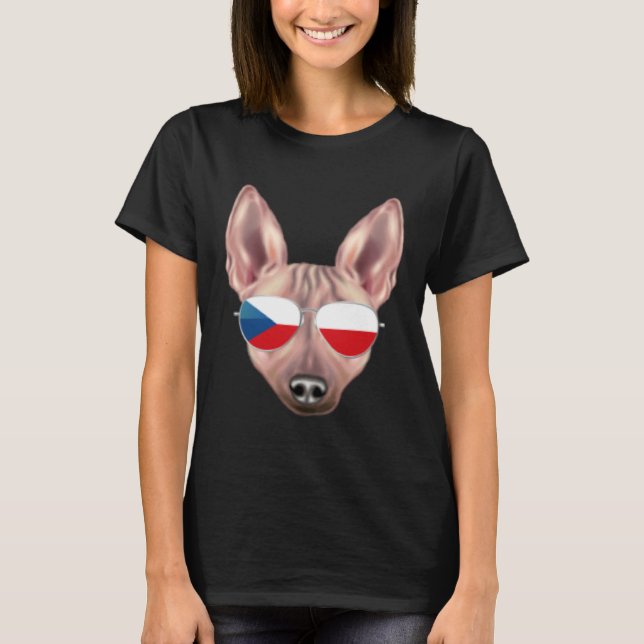 Camiseta Czech Flag American Hairless Terrier Czech Republi (Frente)