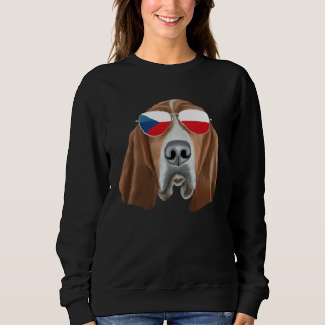 Camiseta Czech Flag Basset Hound Dog Czech Republic Pocket (Frente)