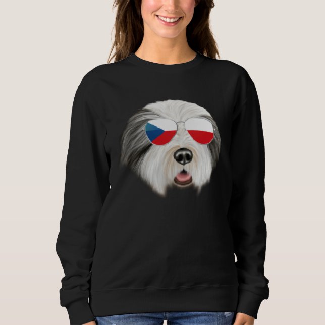 Camiseta Czech Flag Bearded Collie Dog Czech Republic Pocke (Frente)