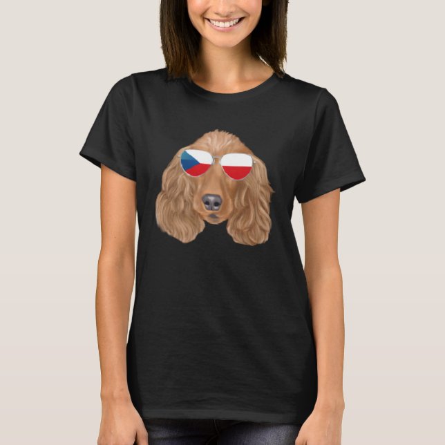 Camiseta Czech Flag Cocker Spaniel Dog Czech Republic Pocke (Frente)
