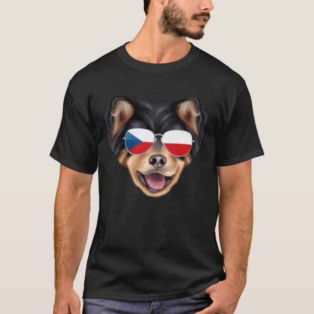 Camiseta Czech Flag Finnish Lapphund Dog Czech Republic Poc (Frente)
