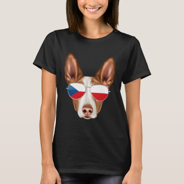 Camiseta Czech Flag Ibizan Hound Dog Czech Republic Pocket (Frente)