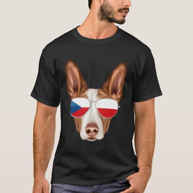 Camiseta Czech Flag Ibizan Hound Dog Czech Republic Pocket (Frente)