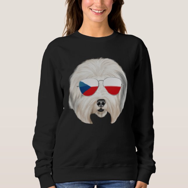 Camiseta Czech Flag Old English Sheepdog Dog Czech Republic (Frente)