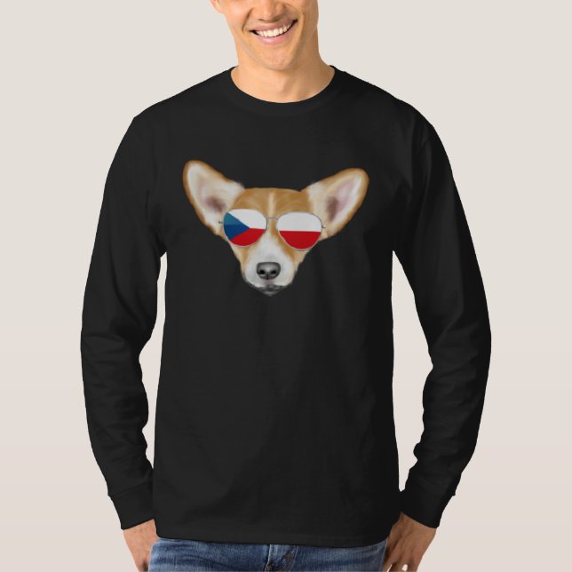 Camiseta Czech Flag Pembroke Welsh Corgi Dog Czech Republic (Frente)