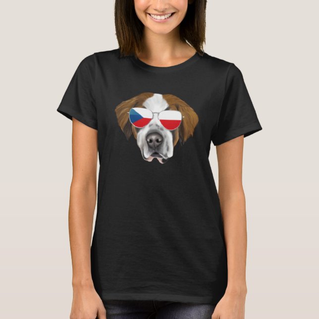 Camiseta Czech Flag St Bernard Dog Czech Republic Pocket (Frente)