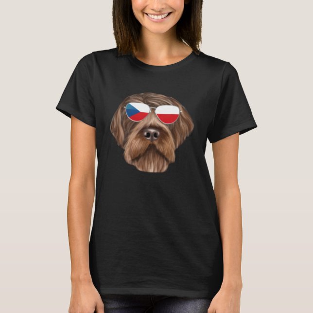 Camiseta Czech Flag Wirehaired Pointing Griffon Czech Repub (Frente)