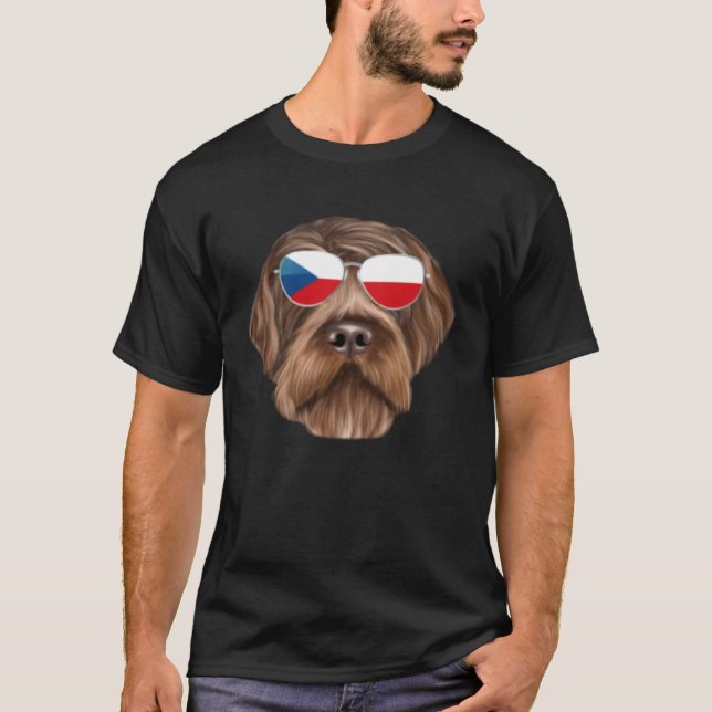 Camiseta Czech Flag Wirehaired Pointing Griffon Czech Repub (Frente)