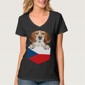 Camiseta Czech Republic Flag Beagle Dog In Pocket