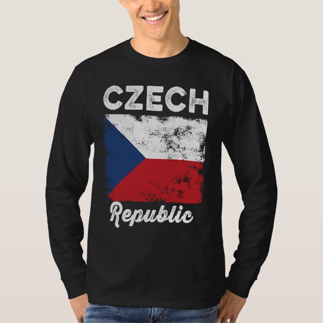 Camiseta Czech Republic Flag Distressed  Men Women Kids  Cz (Frente)