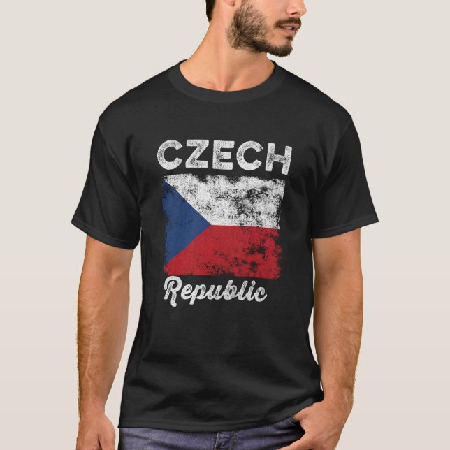 Camiseta Czech Republic Flag Distressed Men Women Kids Czec (Frente)
