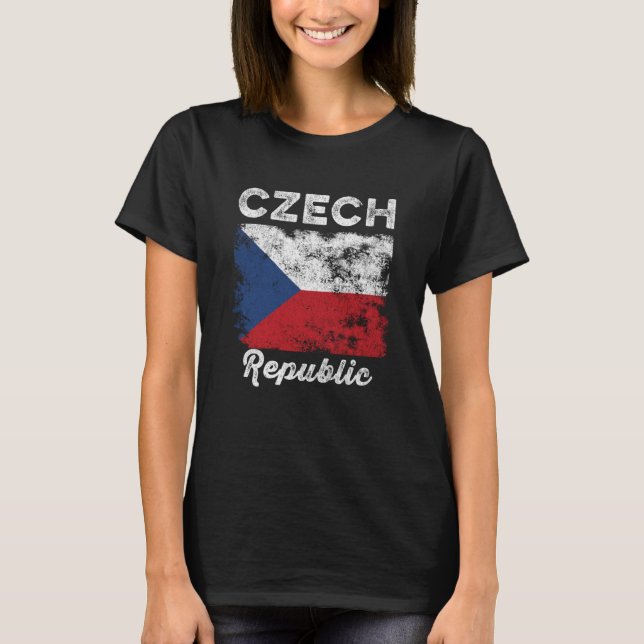 Camiseta Czech Republic Flag Distressed Men Women Kids Czec (Frente)