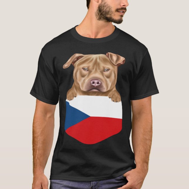Camiseta Czech Republic Flag Usa Staffordshire Terrier Dog  (Frente)