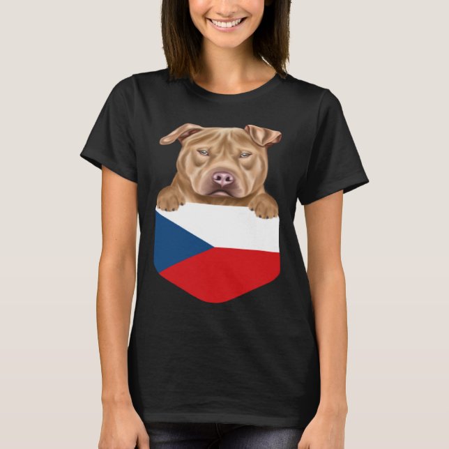 Camiseta Czech Republic Flag Usa Staffordshire Terrier Dog  (Frente)