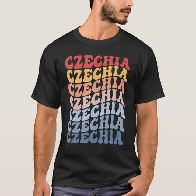 Camiseta Czechia Groovy Retro Czech (Frente)