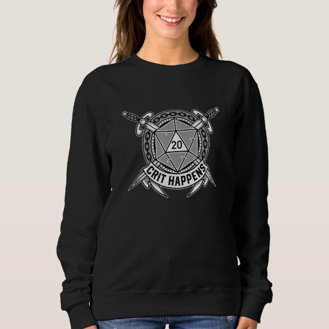 Camiseta D20 Crit Ocorre Caneta De Dice E Tabletop De Papel (Frente)
