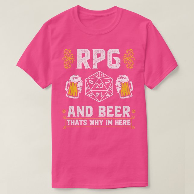 Camiseta D20 Dice RPG e Beer Tabletop Role Jogo M (Frente do Design)