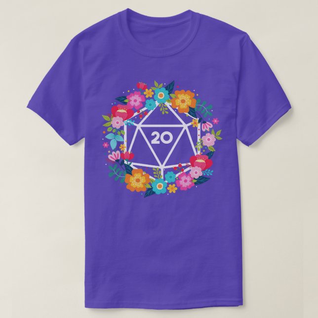 Camiseta D20 Floral Wreath (Frente do Design)