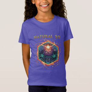 Camiseta D20 Natural 20 Dados D20 Flamejantes Crítico Épi