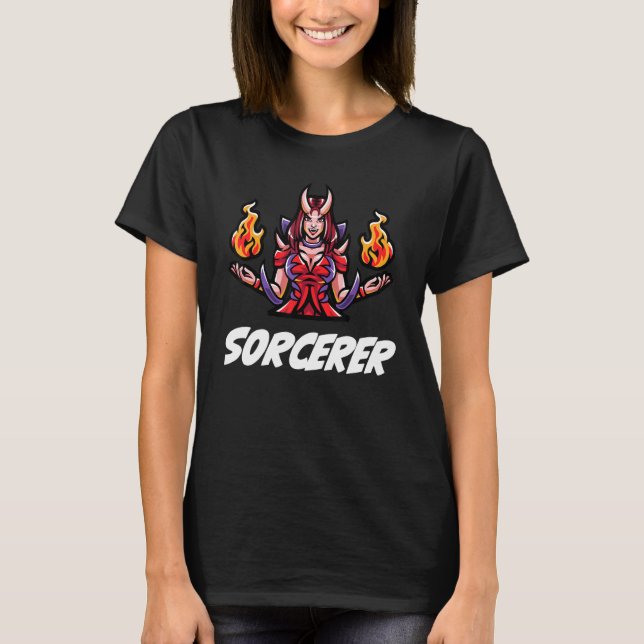 Camiseta D20 Rpg Dragões Mesa Dungeon Classe Feiticeiro (Frente)