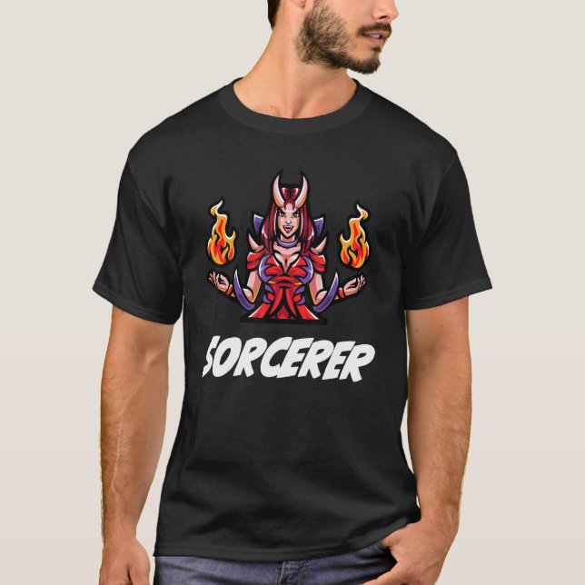 Camiseta D20 Rpg Dragões Tabletop Dungeon Classe Sorcerer (Frente)