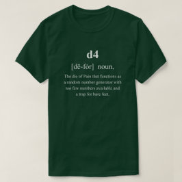 Camiseta d4 Dado de Jogo Divertido Definição Com Texto Bran