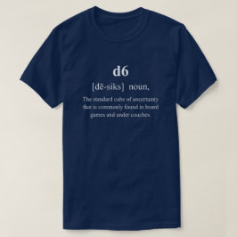 Camiseta d6 Dados Divertidos Definição Com Texto Branco Jog