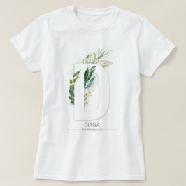 Camiseta D Monograma Verde Dourado Deixa Elegante