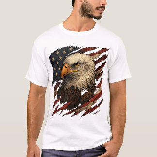 Camiseta da Bandeira Americana Águia Careca – Patr