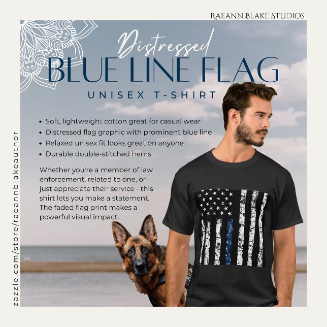Camiseta da Bandeira Blue-Line em Distress (Criador carregado)