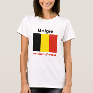 Camiseta da Bandeira da Bélgica + Mapa + Texto