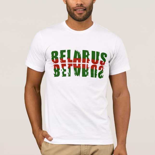 Camiseta da Bandeira da Bielorrússia Letras Funky (Frente)